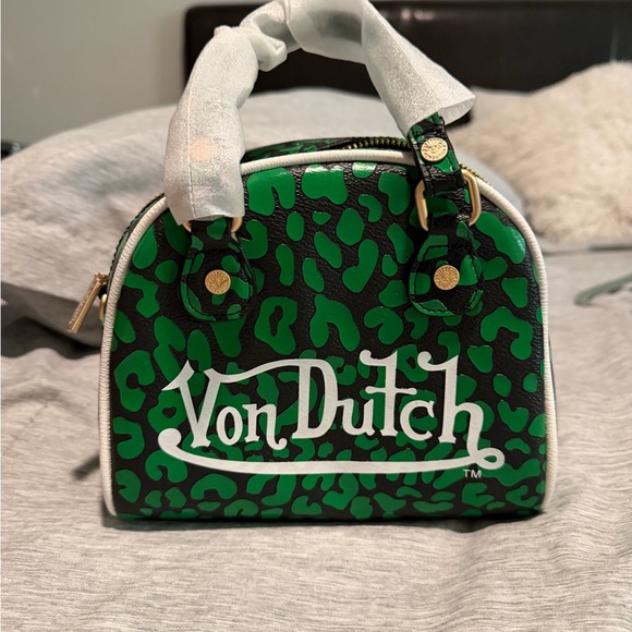 Von Dutch Handbags - NWT Von Dutch Black and Green Mini Bag